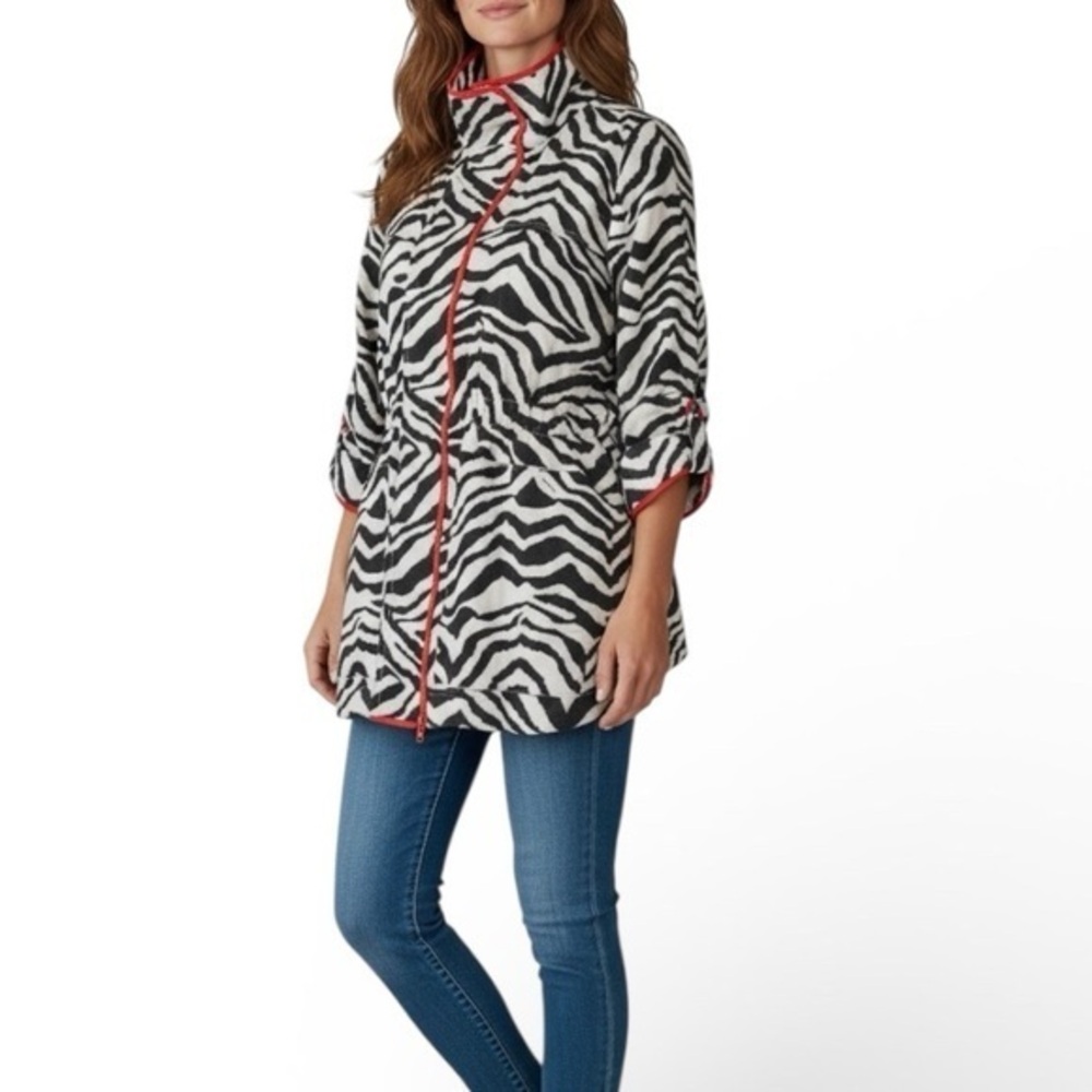 Luii Zebra Print Lightweight Jacket Coat Women’s L Black White